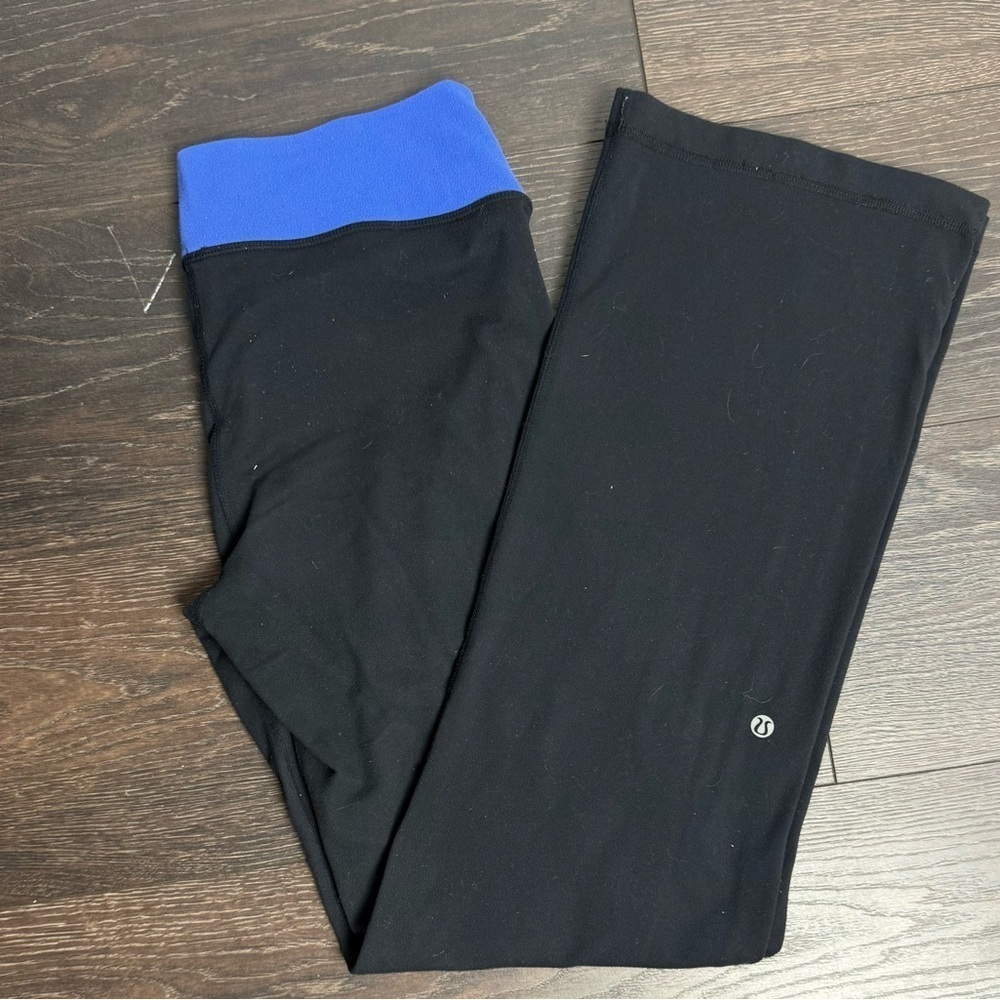Lululemon Black Leggings with Blue Waistband